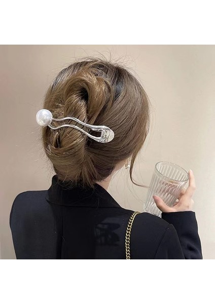 Stil 4 Yeni Metal Inci Firkete Arka Kafa Kızlar Mizaç Ördek Gagası Klip Zarif Köpekbalığı Klip Headdress Saç Aksesuarları Içi Boş Kıskaç (Yurt Dışından) modelleri