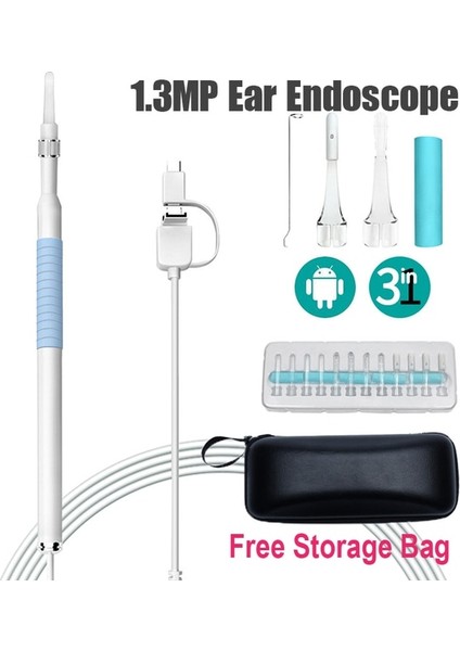 1.3 Milyon Piksel Mavi USB Hd Görsel Kulak Kiri Temizleme Endoskop Kaşık 5.5mm Mini Borescope Android Pc Kulak Kiri Toplama Aracı Sağlık Otoskop Kamera (Yurt Dışından)