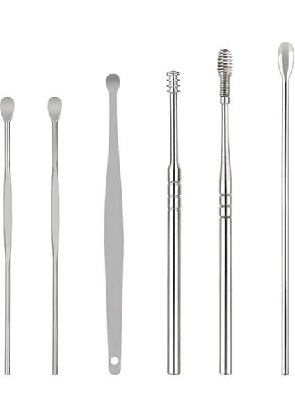 Oppbag 6 Adet/takım Kulak Kiri Toplayıcı Paslanmaz Çelik Kulak Tıkacı Balmumu Sökücü Piercing Kiti Kulak Kirini Küret Kaşık Bakımı Kulak Temizleme Aracı Kulak Temizleyici (Yurt Dışından)