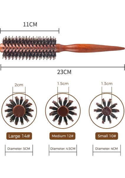 HLB-ZWMGS-14MM Berber Saç Yuvarlak Rulo Ahşap Saç Fırçası Domuzu Kıl Naylon Saç Tarak Kuaförlük Taraklar Yuvarlak Kürek Fırça Kadın Erkek Kıvırcık Saç (Yurt Dışından) indirimleri