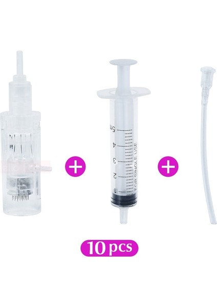24 Pın Derma Kalemi Mym Kartuşu 10 Adet ve Şırınga Tüpü 10 Adet Otomatik Serum Iğnesiz Vida Uçları 2'si 1 Arada Meso Kalem F8S Için Çalışır (Yurt Dışından)