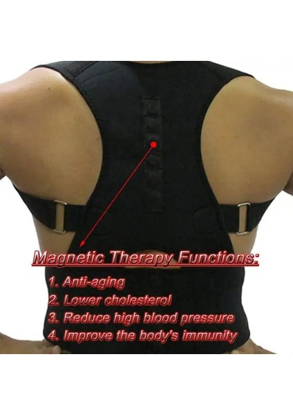 Siyah M Manyetik Duruş Düzeltici Kadın Erkek Ortopedik Korse Sırt Desteği Kemer Ağrısı Geri Brace Destek Kemer Mıknatıslar Terapi (Yurt Dışından)