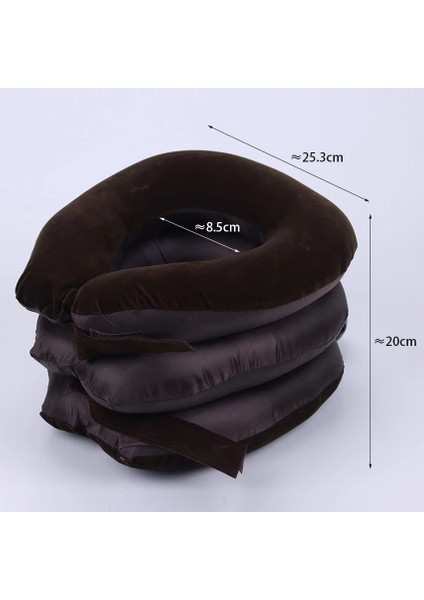 Kahverengi 1 Pc 3 Katmanlı Şişme Hava Servikal Boyun Çekiş Desteği Painstress Rölyef Boyunluk Yastık Boyun Sedye (Yurt Dışından)