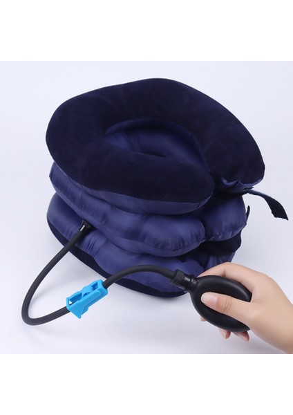 Kahverengi 1 Pc 3 Katmanlı Şişme Hava Servikal Boyun Çekiş Desteği Painstress Rölyef Boyunluk Yastık Boyun Sedye (Yurt Dışından)