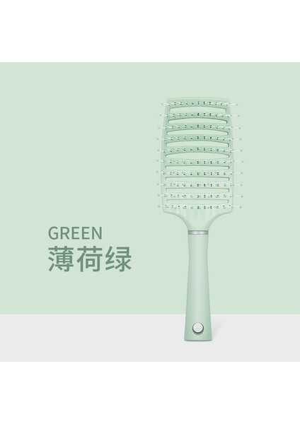 Yeşil Sparerib Tarak Kadın Özel Kabarık Saç Şekillendirici Tarak Uzun Saç Kıvırcık Saç Masajı Büyük Kavisli Tarak Sert Saç Fırçası (Yurt Dışından)