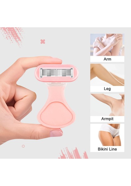 Pembe 6 Katmanlı Pürüzsüz Tıraş Aloe Vera Şerit Bikini Manuel Jilet (Yurt Dışından)