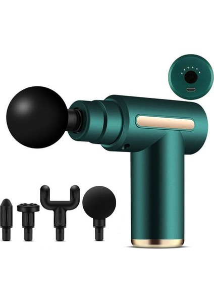 Yeşil Düğme Kutusu Tip C Şarj Taşınabilir Masaj Tabancası LCD Elektrikli Vurmalı Tabanca Masajı Vücut Boyun Sırt Derin Doku Kas Gevşeme Fitness Fasya Tabancası (Yurt Dışından)