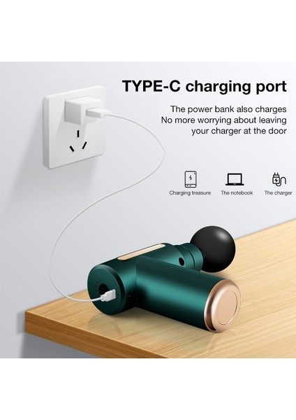 Yeşil Düğme Kutusu Tip C Şarj Taşınabilir Masaj Tabancası LCD Elektrikli Vurmalı Tabanca Masajı Vücut Boyun Sırt Derin Doku Kas Gevşeme Fitness Fasya Tabancası (Yurt Dışından) fiyatları