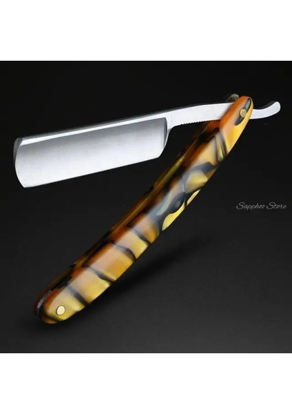 Sarı Saplı 1 Adet Eski Moda Alman Karbon Çelik Katlanır Tıraş Bıçağı Keskin Kullanıma Hazır Reçine Kolu Profesyonel Berber Dükkanı Tıraş Makinesi (Yurt Dışından)