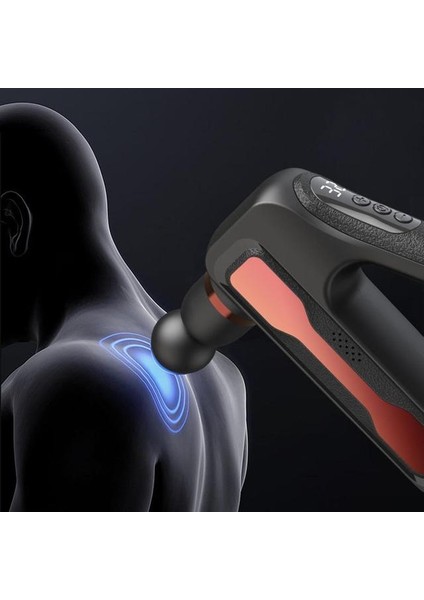 Kırmızı El Masajı 8 Kafalı 32 Hız 1800MAH Spor Ev Spor Salonu Ofis Arka Omuz Sporcular Için Şarj Edilebilir Vücut (Yurt Dışından)