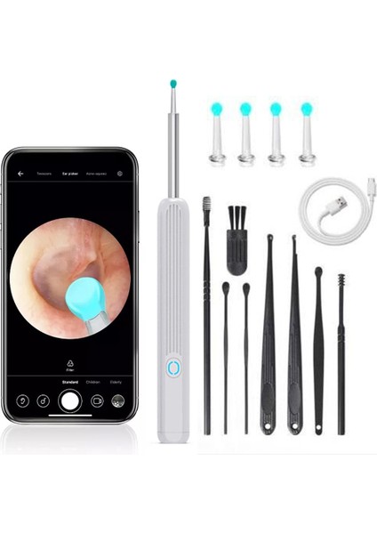 Araçları ile Kablosuz Akıllı Görsel Kulak Temizleme Çubuğu Temizleyici 3.5mm Aydınlık Endoskop Taşınabilir Kulak Temizleme Aracı Hd Otoskop Kulak Toplama Kaşık (Yurt Dışından)