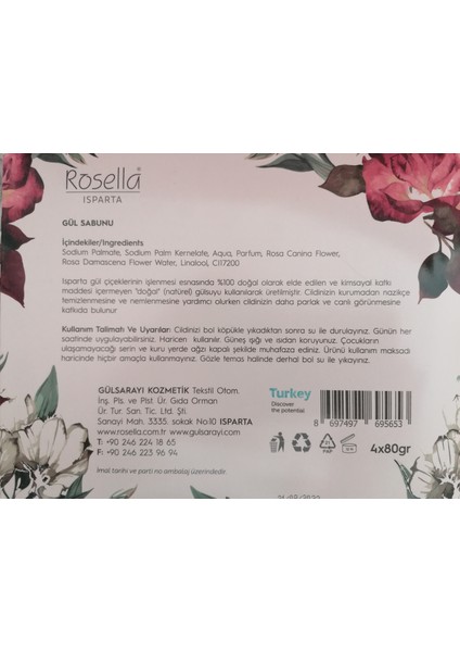 4'lü Gül Sabunu - 320 gr