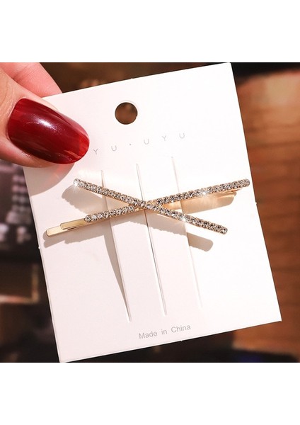 Beyaz Renkli Kristaller Hairgrips X-Şekilli Renkli Rhinestone Tokalar Metal Patlama Klip Saç Aksesuarları Elmas Bobby Pin Şapkalar (Yurt Dışından)