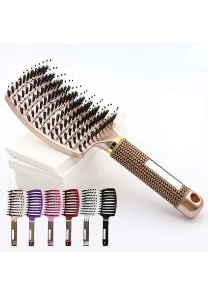 Siyah Sihirli Saç Fırçası Brosse Cepillo Contra Klit Kadın Kadın Saç Derisine Masaj Tarak Kıl ve Naylon Popbrush Saç Fırçası Dolaşık Açıcı (Yurt Dışından)