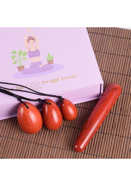 45X30 mm Kırmızı Jasper Yumurta Yoni Değnek Hediye Kutuları Set Doğal Kristal Matkap Masaj Yeşim Yumurta Topu Kegel Egzersiz Pelvik Taban Kas Vajinal (Yurt Dışından)