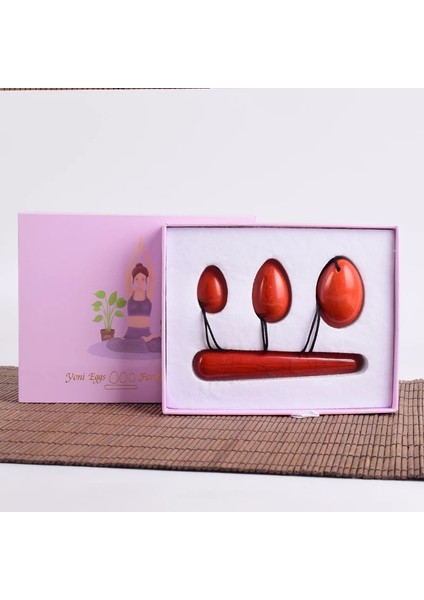 45X30 mm Kırmızı Jasper Yumurta Yoni Değnek Hediye Kutuları Set Doğal Kristal Matkap Masaj Yeşim Yumurta Topu Kegel Egzersiz Pelvik Taban Kas Vajinal (Yurt Dışından)