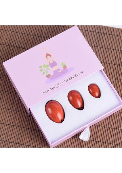 45X30 mm Kırmızı Jasper Yumurta Yoni Değnek Hediye Kutuları Set Doğal Kristal Matkap Masaj Yeşim Yumurta Topu Kegel Egzersiz Pelvik Taban Kas Vajinal (Yurt Dışından)