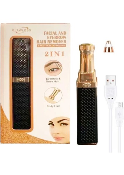Siyah USB 2 In 1 Kadın Elektrikli Epilatör USB Şarj Taşınabilir Saç Çıkarıcı Bikini Kadınlar Için Ağrısız Tıraş Makinesi Vücut Yüz Kaş Düzeltici (Yurt Dışından)