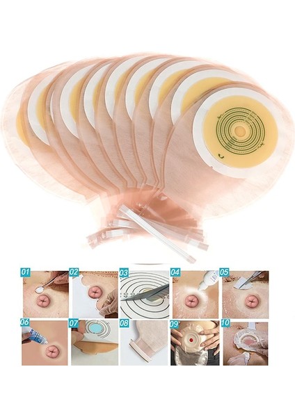 10 Adet Tek Parça Kolostomi Torbası Tek Kullanımlık Ostomi Drenajlı Tek Kravat Kese Kiti (Yurt Dışından)