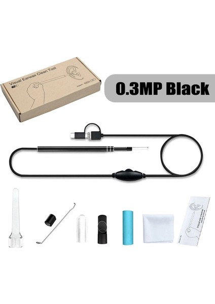0.3mp Siyah USB Android Pc Görsel Kulak Kiri Aracı Temizleme Endoskop Kaşık Otoskop Temizleyici 5.5mm Mini Kulak Kirini Temizleme Kamera Sağlık Bakım Seti (Yurt Dışından)