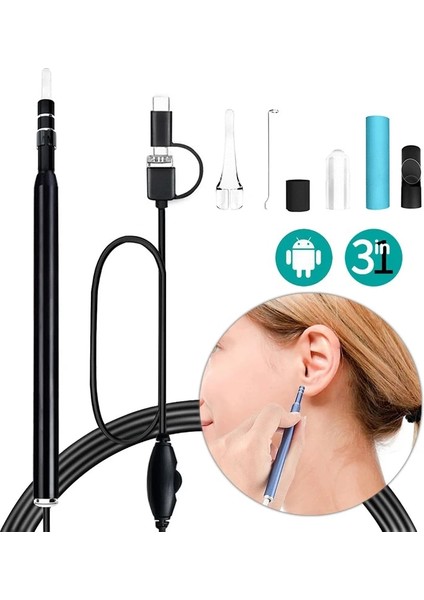 0.3mp Siyah USB Android Pc Görsel Kulak Kiri Aracı Temizleme Endoskop Kaşık Otoskop Temizleyici 5.5mm Mini Kulak Kirini Temizleme Kamera Sağlık Bakım Seti (Yurt Dışından) indirimleri