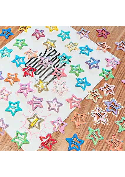 Deniz Mavisi 10 Adet/grup 3 cm Küçük Yıldız Renkli Glitter Metal Saç Klipleri Tokalar Kızlar Çocuklar Süs Klip Tokalarım Moda Saç Aksesuarları (Yurt Dışından) modelleri
