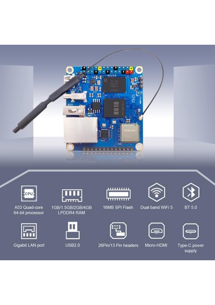Zero 3 Geliştirme Kurulu Için 1gb+Genişletme Kartı H618 Wifi5+Bt 5.0, Android 12 DEBIAN12 UBUNTU22.04 Için (Yurt Dışından)