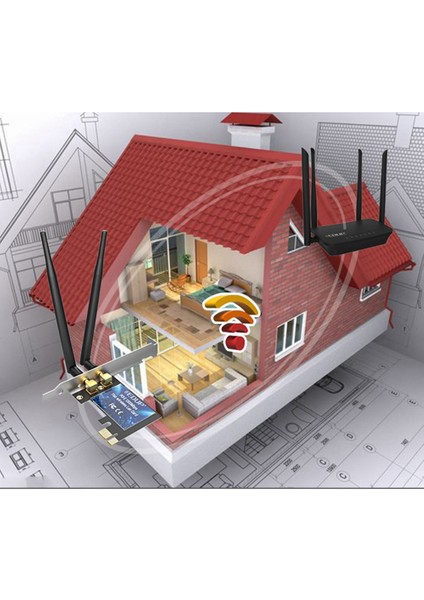 Pcıe Kablosuz Kart 1300 M Çift Bantlı Gigabit Ağ Kartı Masaüstü Bilgisayar Dahili Ağ Kartı Wifi Alıcısı (Yurt Dışından)