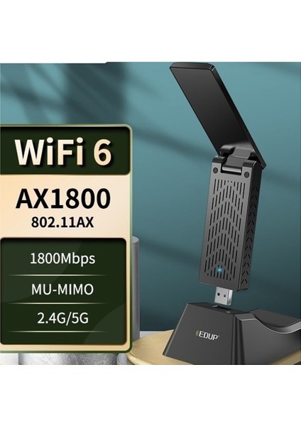 Çift Bantlı Kablosuz USB Ağ Kartı Usb3.0 Oyun Wifi6 Ağ Kartı Çevirme Anten Uzatma Tabanı AX1800MBPS,B (Yurt Dışından) fırsatları