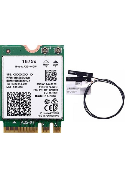 1675X Wifi Kartı + Anten AX210NGW AX1675X Wi-Fi 6e 802.11AX 2.4g 5g 6g 5374 Mbps Bt 5.2 M.2 Ngff Wifi Adaptörü (Yurt Dışından)