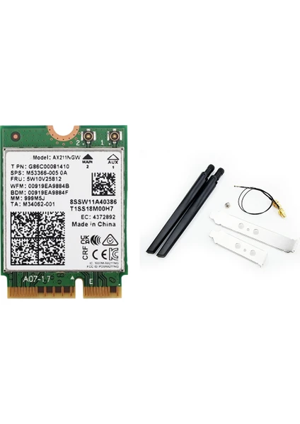 AX211NGW+ÇIFT Anten Wifi 6e M.2 Anahtar E Cnvio2 2.4ghz/5ghz Kablosuz Ağ Kartı 802.11AC Bluetooth 5.2 Adaptörü (Yurt Dışından)