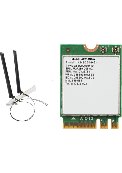 AX210NGW Wifi Kartı Antenli Wıfı 6e Bluetooth 5.2 2.4ghz 5ghz 3000MBPS M.2 Kablosuz Adaptör 802.11AX Ağ Kartı (Yurt Dışından)