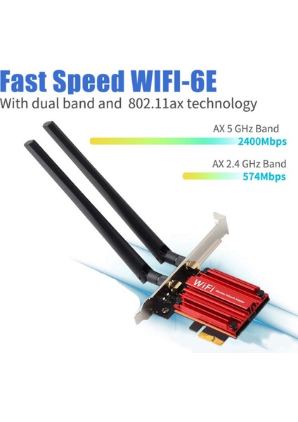 Wi-Fi 6e 5374MBPS AX210 Bluetooth5.2 802.11AX 2.4g/5g/6ghz Kablosuz Pcıe Adaptörü Ağ Wifi Kart Desteği WIN10/11 (Yurt Dışından)