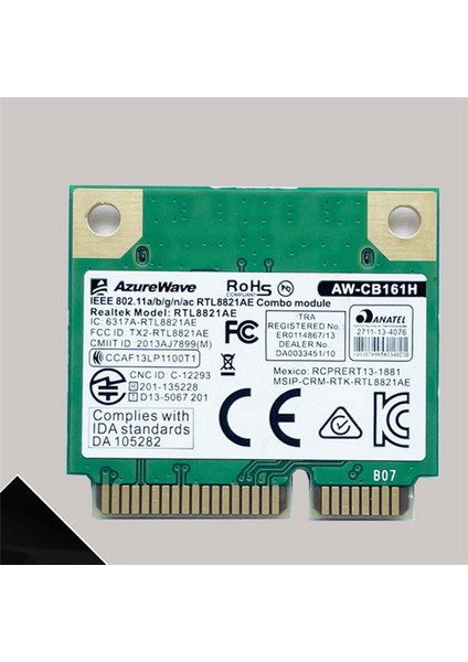 Çift Bantlı Realtek RTL8821 AW-CB161H Wifi Wlan Kartı Bluetooth 4.0 Combo Kablosuz Yarım Mini Pcı-E Adaptörü 433 Mbps 802.11AC (Yurt Dışından)