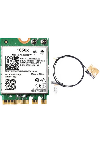 1650X Wifi Kartı + Anten AX200 AX200NGW 3000 Mbps 2.4g 5g Wifi 6 + Bt 5.1 Gigabit Kablosuz Ağ Kartı WIN11 Için (Yurt Dışından)