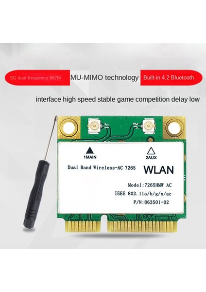1200 M Wifi Kablosuz Lan Çift Bant 2.4g 5 Ghz Bluetooth 4.2 Gigabit Kablosuz Lan Adaptörü Win7 Win8 WIN10 Linux 7265HMW (Yurt Dışından)