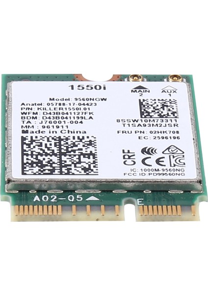 1550I Wifi Kartı Çift Bant 1730 Mbps Kablosuz 9560NGW Ngff Anahtar E Wifi Adaptörü 9560AC 802.11AC Bt 5.0 Dizüstü Bilgisayar (Yurt Dışından)