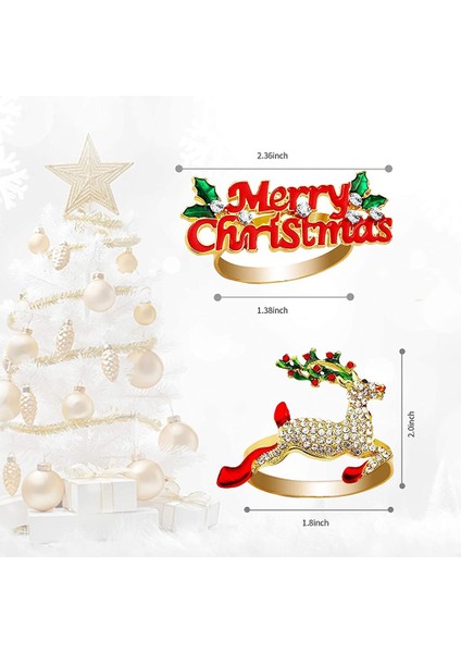 Noel Peçete Halkaları Set 6, Noel Tatili Düğün Ziyafet Doğum Günü Günlük Masa Için Narin Masa Dekorları (Yurt Dışından) modelleri