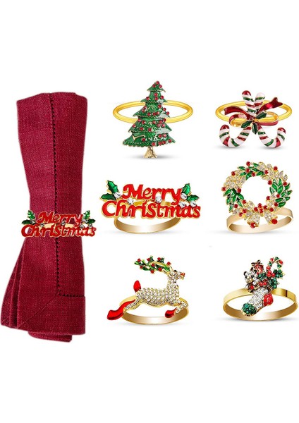 Noel Peçete Halkaları Set 6, Noel Tatili Düğün Ziyafet Doğum Günü Günlük Masa Için Narin Masa Dekorları (Yurt Dışından) indirimleri