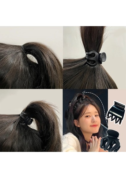 Siyah 3.5cm 1 Adet Küçük 2-5cm Siyah Saç Pençeleri Plastik Mat Yan Saç Klipleri Kızlar Küçük Firkete Saç Şekillendirici Hairgrips Yüksek At Kuyruğu Kadın Pençeleri (Yurt Dışından)