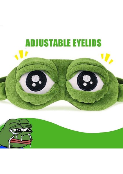 Komik Yaratıcı Pepe Kurbağa Sad Kurbağa 3D Göz Kapağı Kapak Karikatür Yumuşak Peluş Uyku Kapak Uyku Siperliği Kapak Yeşil (Yurt Dışından)