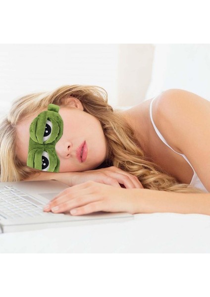 Komik Yaratıcı Pepe Kurbağa Sad Kurbağa 3D Göz Kapağı Kapak Karikatür Yumuşak Peluş Uyku Kapak Uyku Siperliği Kapak Yeşil (Yurt Dışından)