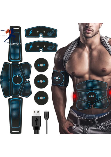 1 Takım Karın Kas Stimülatörü Akıllı Eğitmen Ems 6 Paket Toplam Abs Fitness Ekipmanları Dişli Kasları Evde USB Şarjlı Spor Salonu (Yurt Dışından)