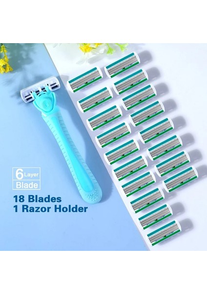 Mavi 1 Kolu + 18 Bıçak/erkek ve Kadın Vücut Saç Bikini Güvenlik Jilet Kadın Epilasyon Tıraş Tıraş Makinesi Yedek Kafaları (Yurt Dışından) indirimleri