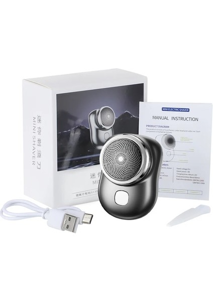 Siyah Elektrikli Mini Tıraş Makinesi Ipx7 Su Geçirmez Sakal Düzeltici Cep Jilet Taşınabilir USB Şarj Edilebilir Erkek Jilet Yüz Tam Vücut Tıraş (Yurt Dışından)