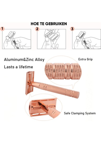 Siyah Jilet Haward Gül Altın Jilet Klasik Çift Kenarlı Emniyetli Jilet Erkek Tıraş ve Kadın Epilasyon Için 10 Tıraş Bıçakları Manuel Tıraş Makinesi (Yurt Dışından) modelleri
