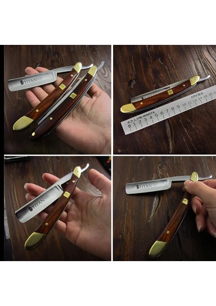 RA0030 Titan Ahşap Saplı Erkek Tıraş Araçları Saç Jilet Paslanmaz Çelik Düz Jilet (Yurt Dışından) indirimleri