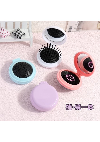 Bb Taşınabilir Mini Yuvarlak Saç Tarak Ayna Kuaför Kuaförlük Küçük Boy Masaj Katlanır Saç Fırçası 2'si 1 Arada Hava Yastığı Tarak (Yurt Dışından) modelleri