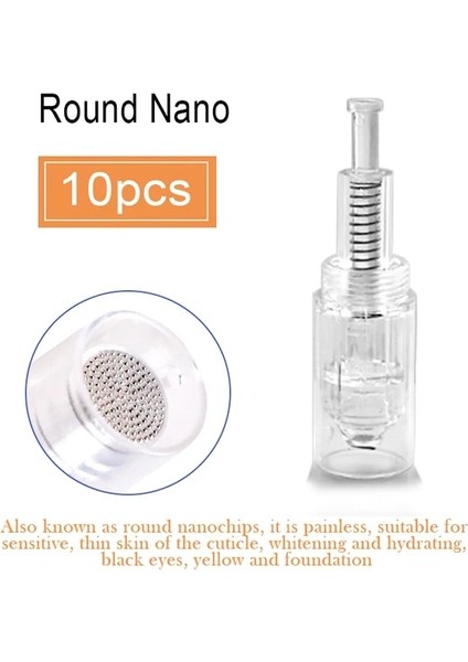 Yuvarlak Nano 10 Adet Derma Haddeleme Kalem Mym Mikro Iğne Kalemi Mikro Vida Bağlantı Noktası Iğne Kartuşu Bb Kızdırma Cihazı Kablolu Elektrikli Derma Araçları Mts (Yurt Dışından)