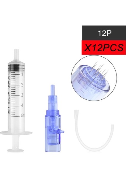 12 Adet 12PIN Hydra Enjektör Cilt Bakım Kalemi Kablosuz Su Mezoterapi Microneedle Mesogun Enjeksiyon Asit Dermapen Nano Iğneler ile Cilt Bakım Kitleri (Yurt Dışından)